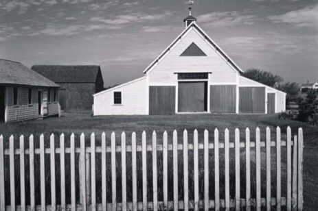 Ansel Adams photo of a white barn.