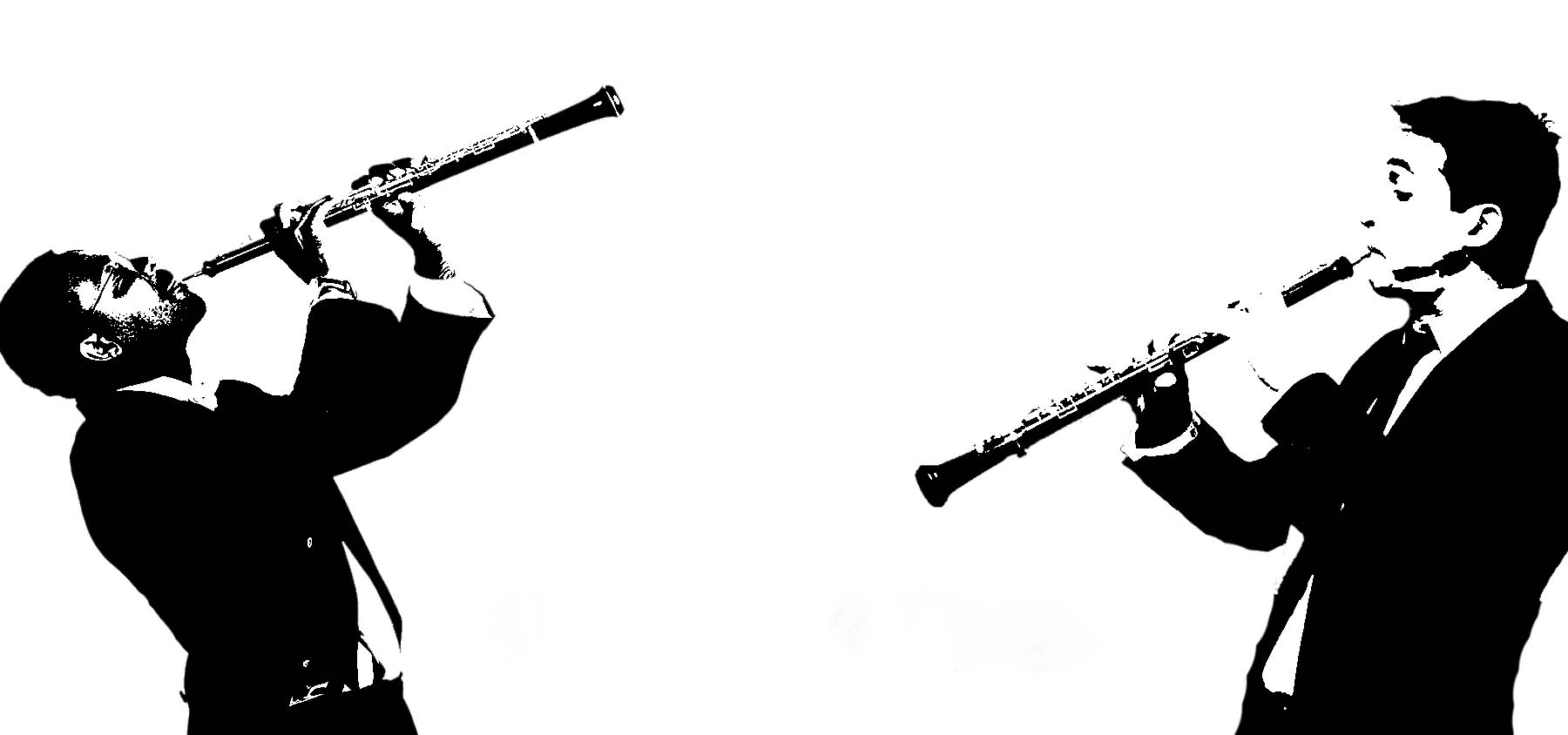 Oboe players performing.