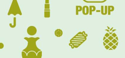 Green graphic promoting a shopping pop up event..