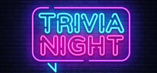 Navy graphic with neon sign text for Trivia Night.