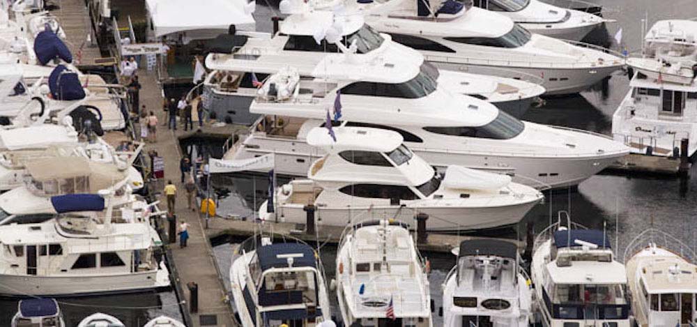 Rows of boats and yachts.