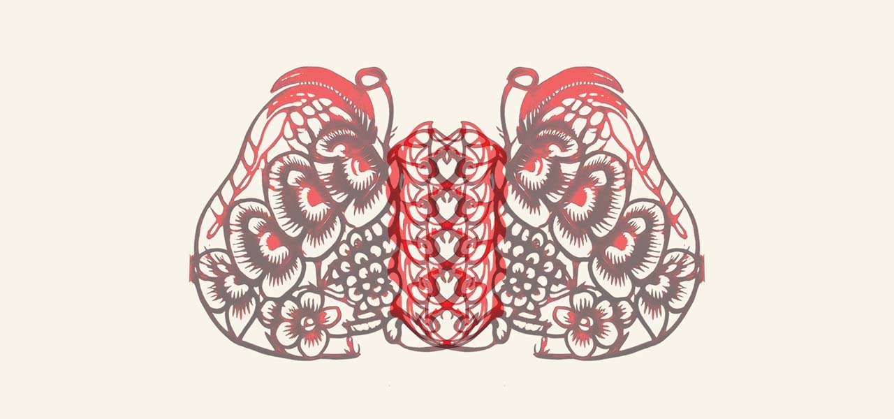 Graphic that looks like a human organ made from artistic doodles.