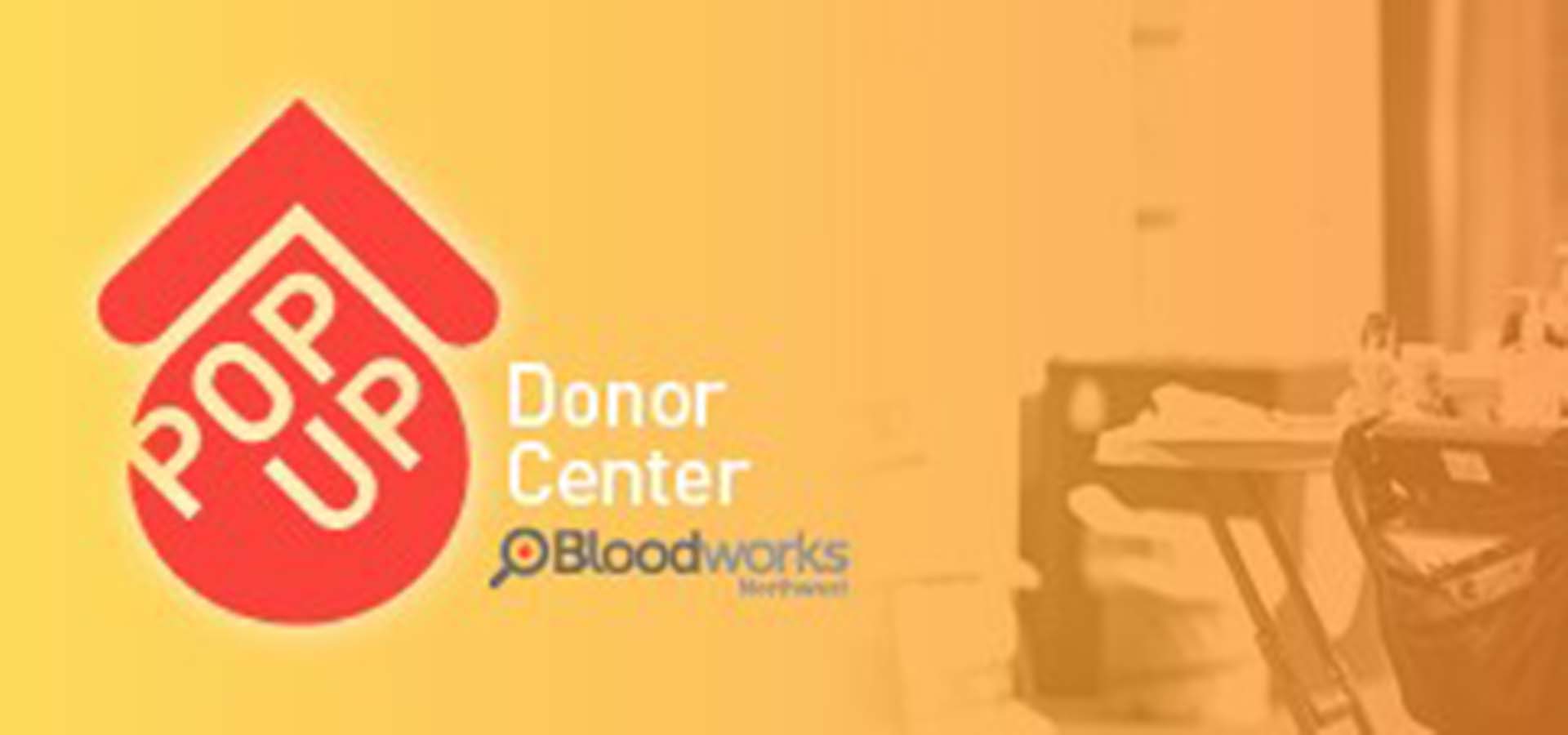Banner with blood drop graphic for donor site