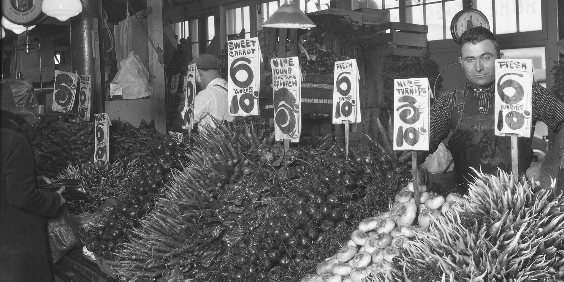 historical image of vegetable stand