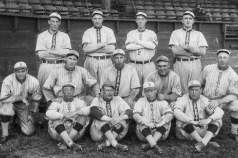 Black and white photo of an old Seattle baseball team.