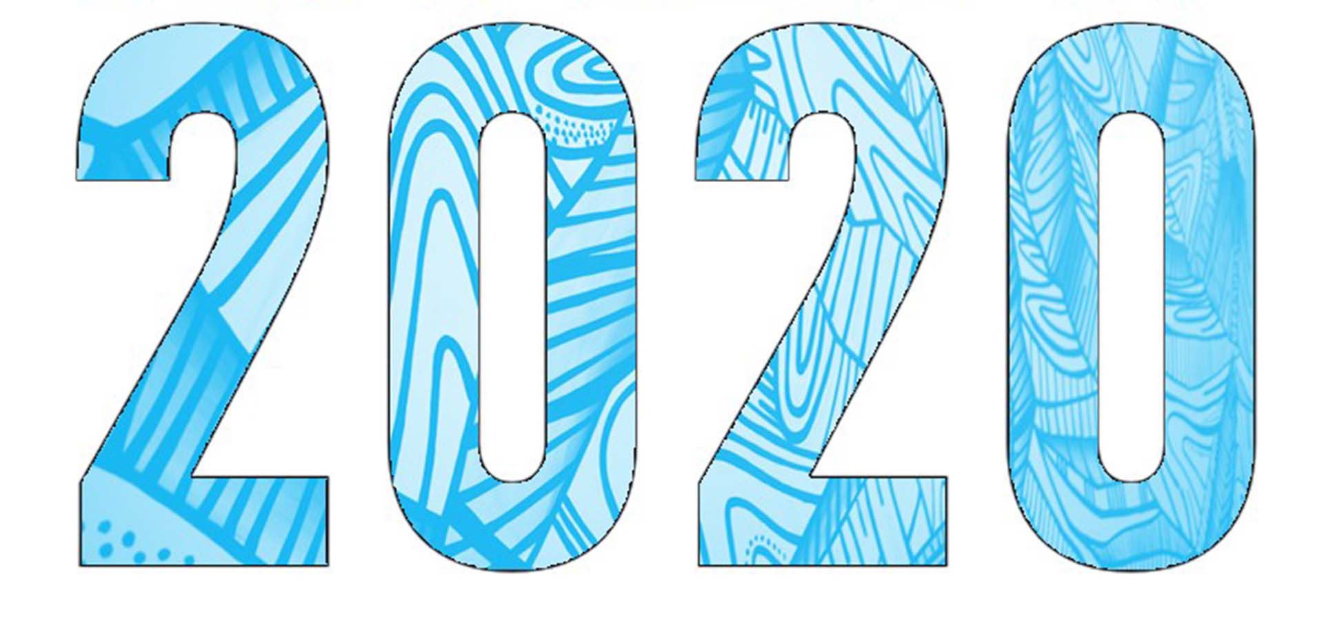 Numbers 2020 in a blue graphic design.