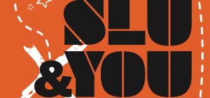 Orange and black graphic for SLU & You.
