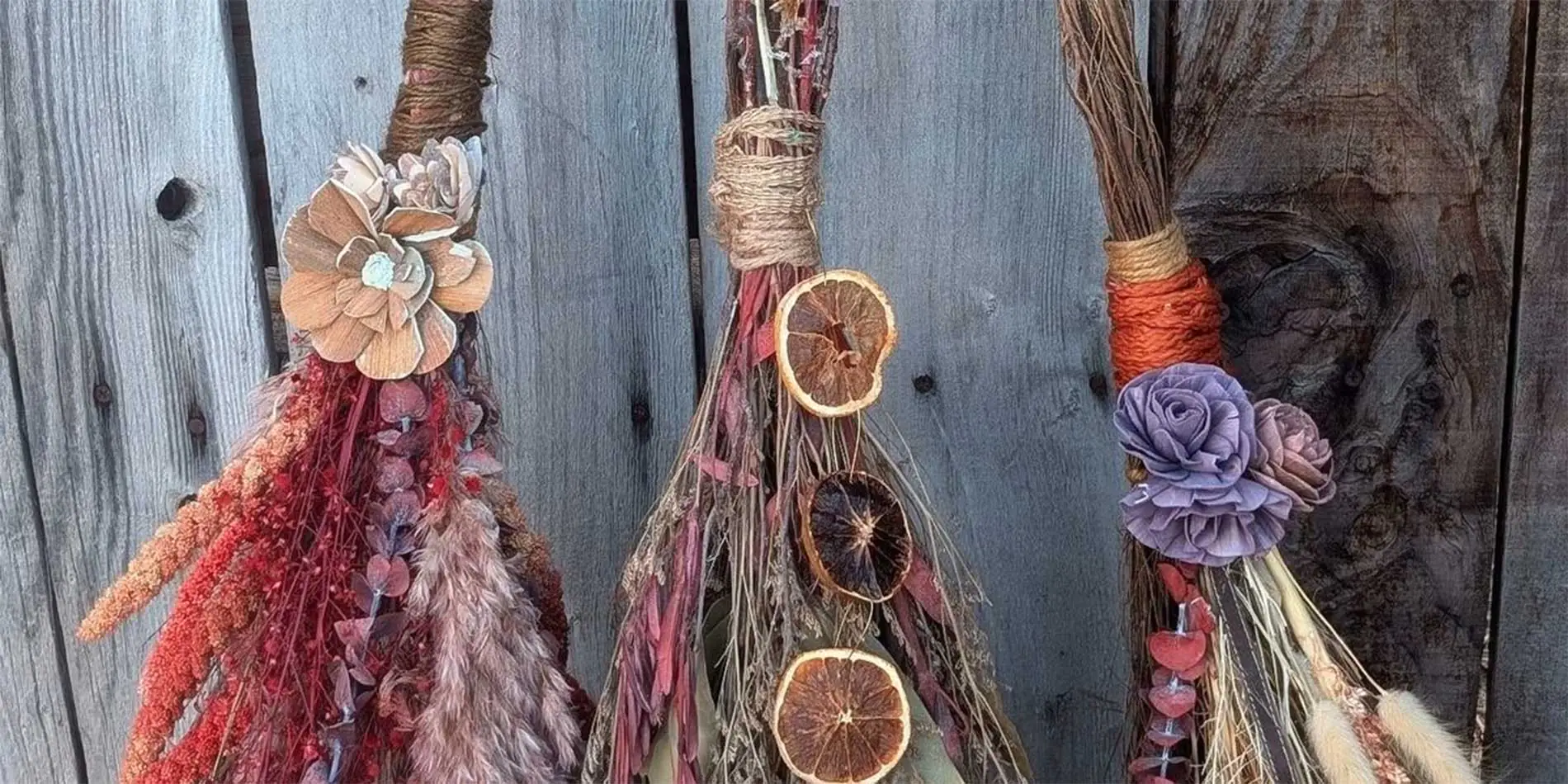 decorated brooms