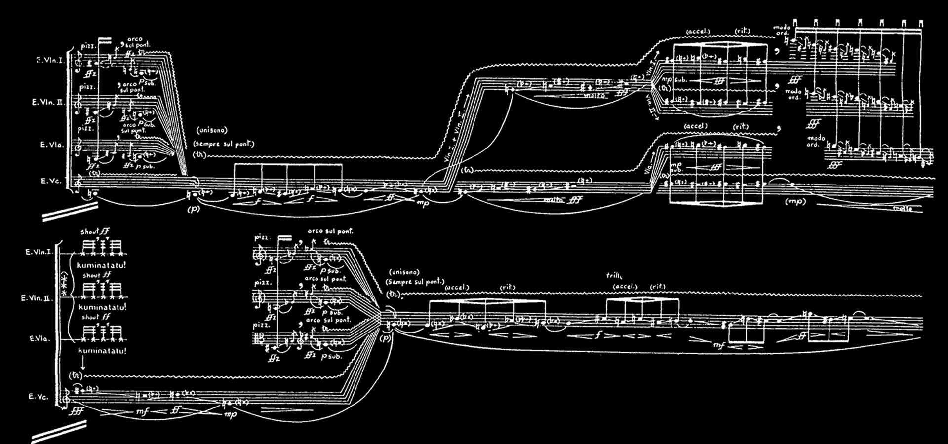 Blueprint image of sheet music.