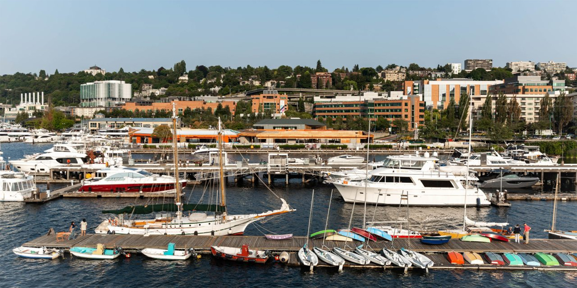 wooden pier with boats
