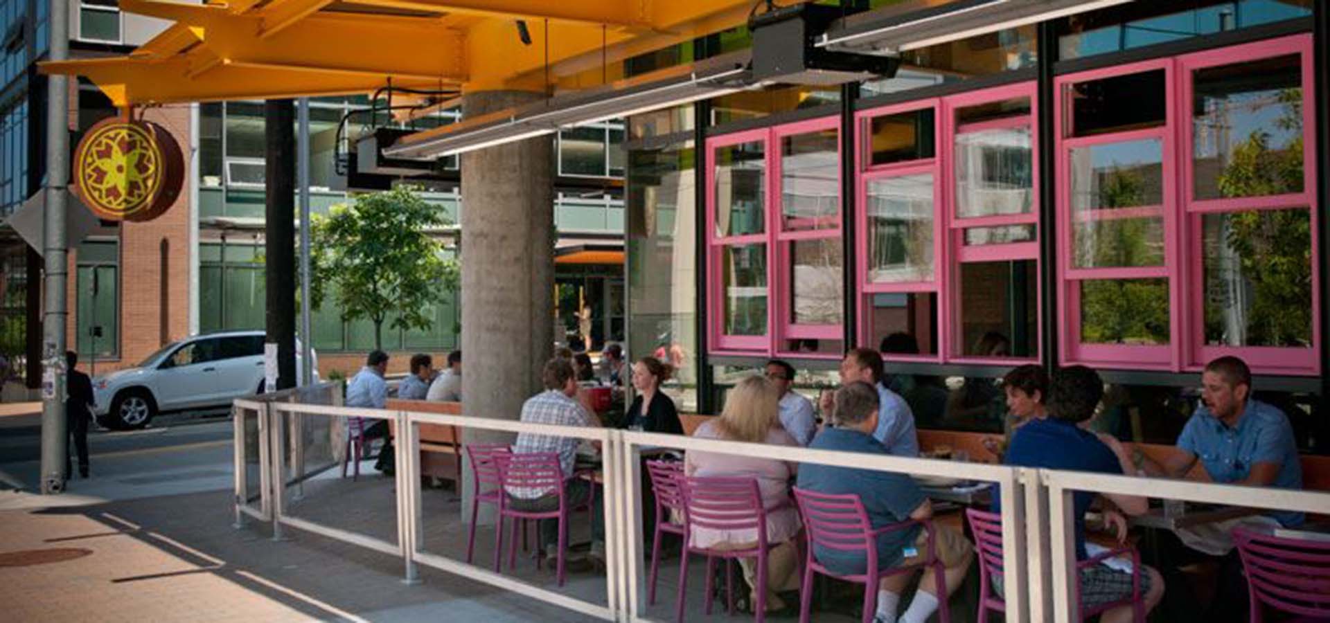 Outdoor seating at a restaurant