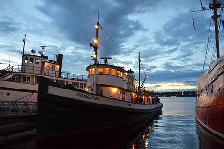 boats at dusk