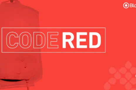 blood bag on red background