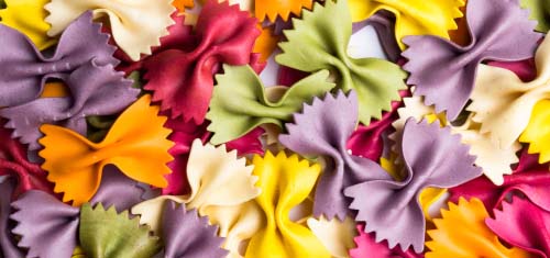 Colorful pasta.