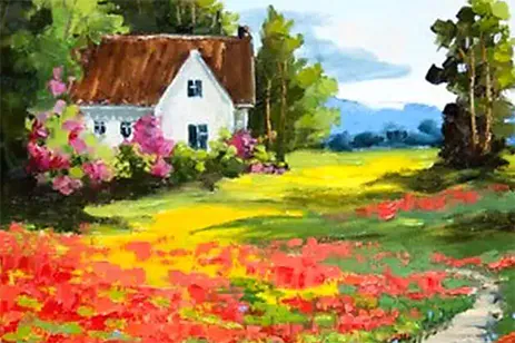 painting of cottage