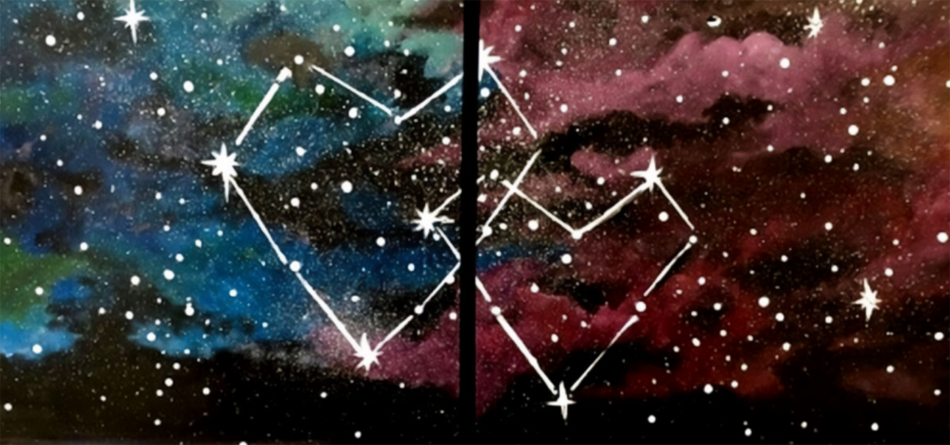 two hearts in the night sky