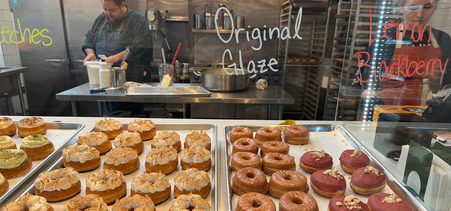 donuts with kitchen behind