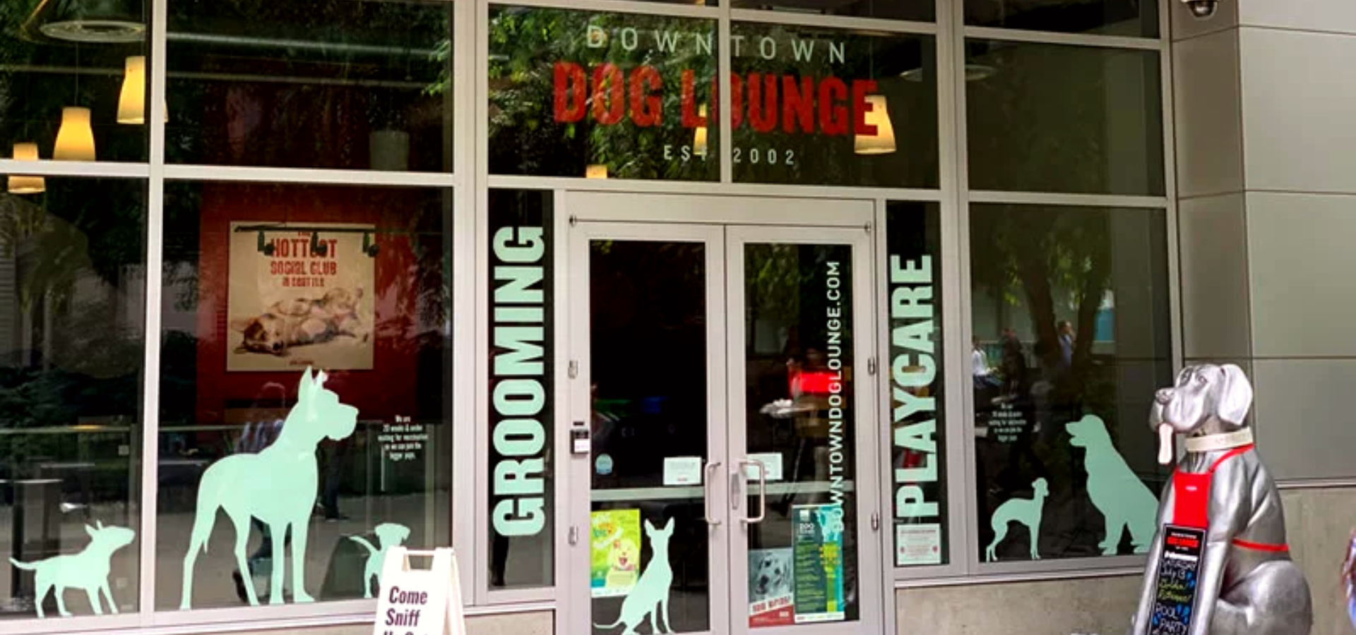 Exterior entrance to Downtown Dog Lounge.