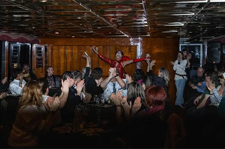 performer in front of crowd