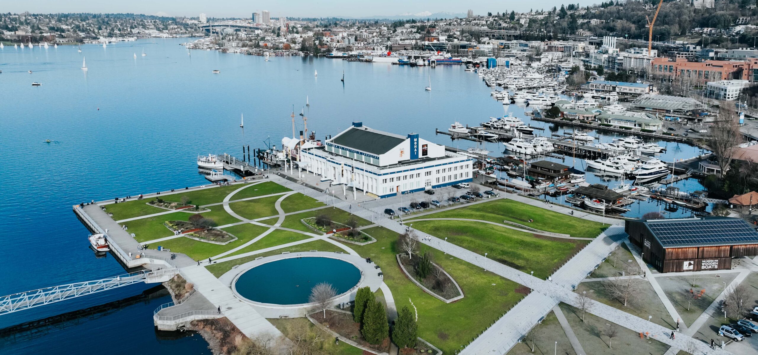 Aerial view of South Lake Union and MOHAI.