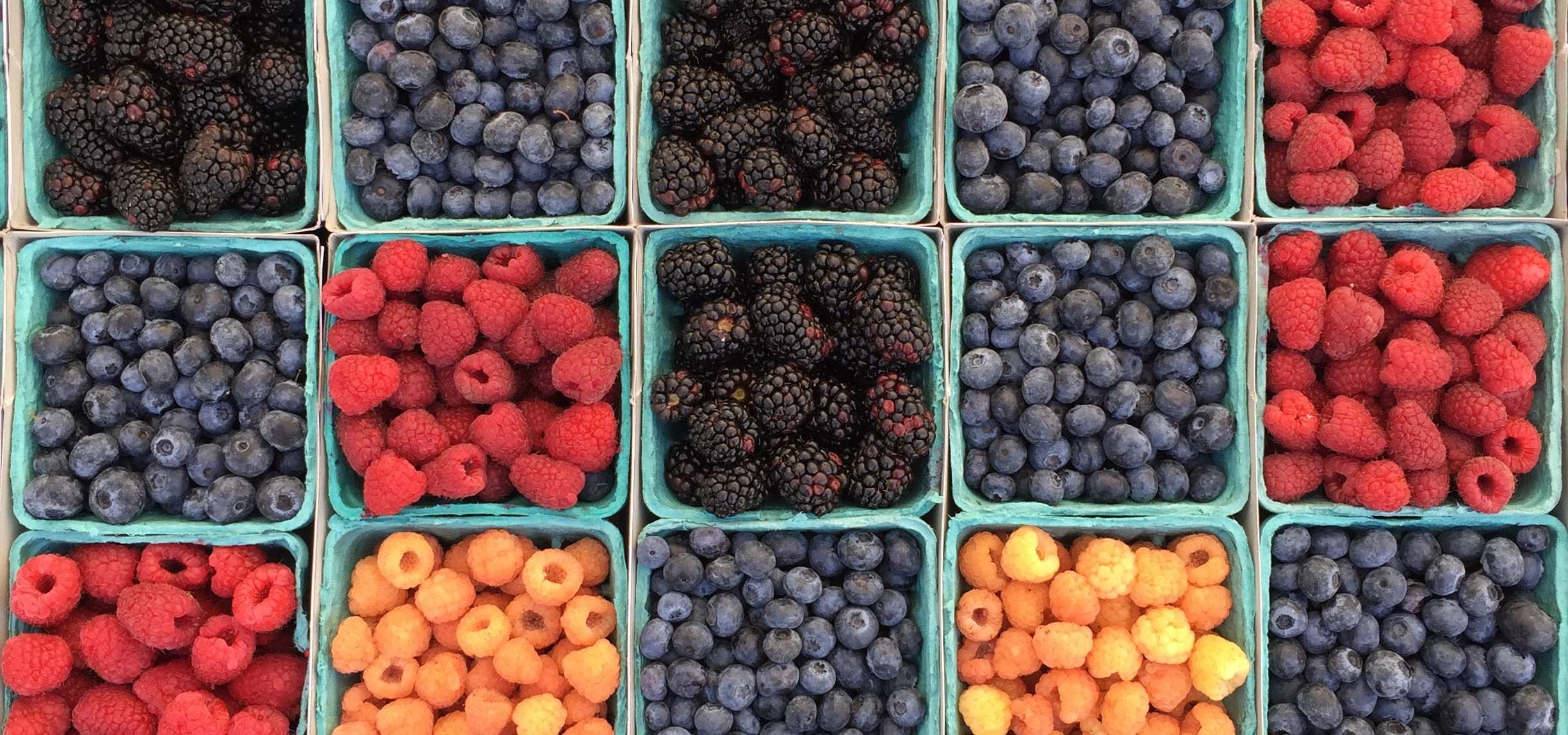 Collage of mixed berries.