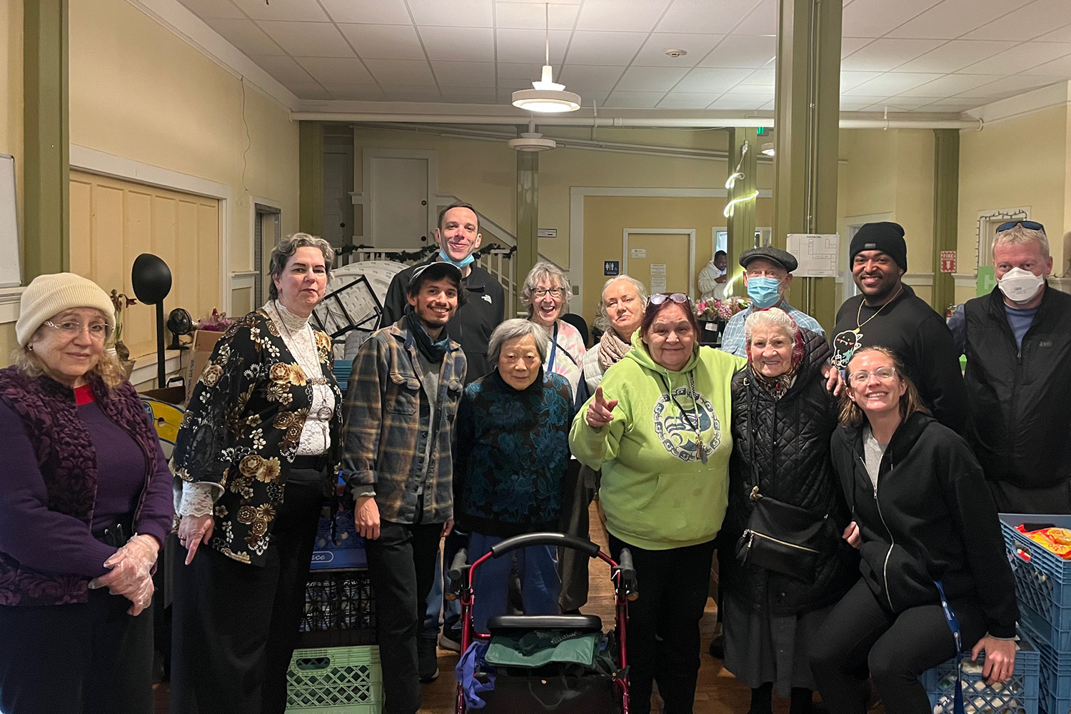 people working at food bank