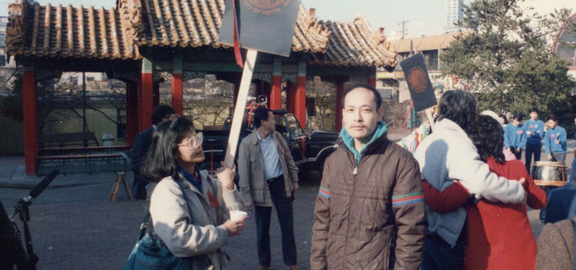 Asian Americans protesting in Seattle's International District