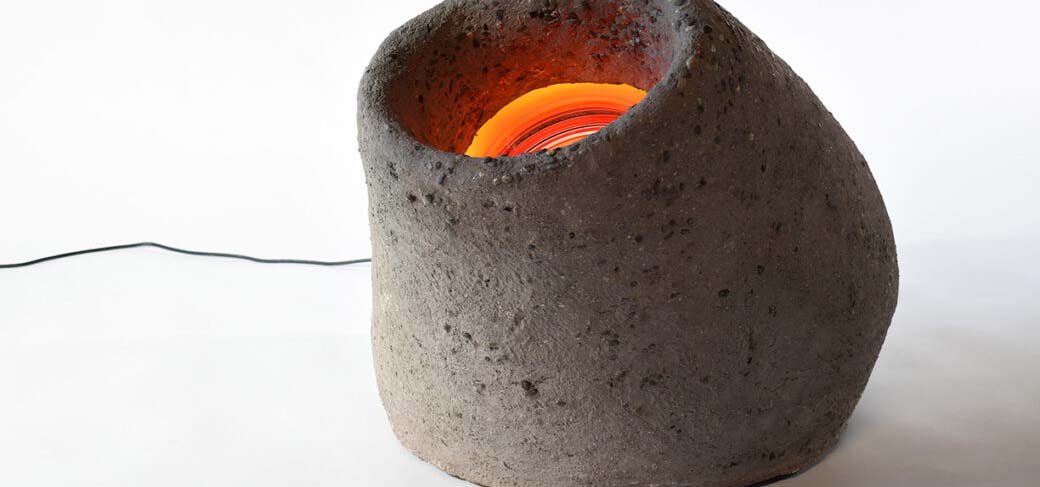 3D art piece that mirrors volcanos and lava.