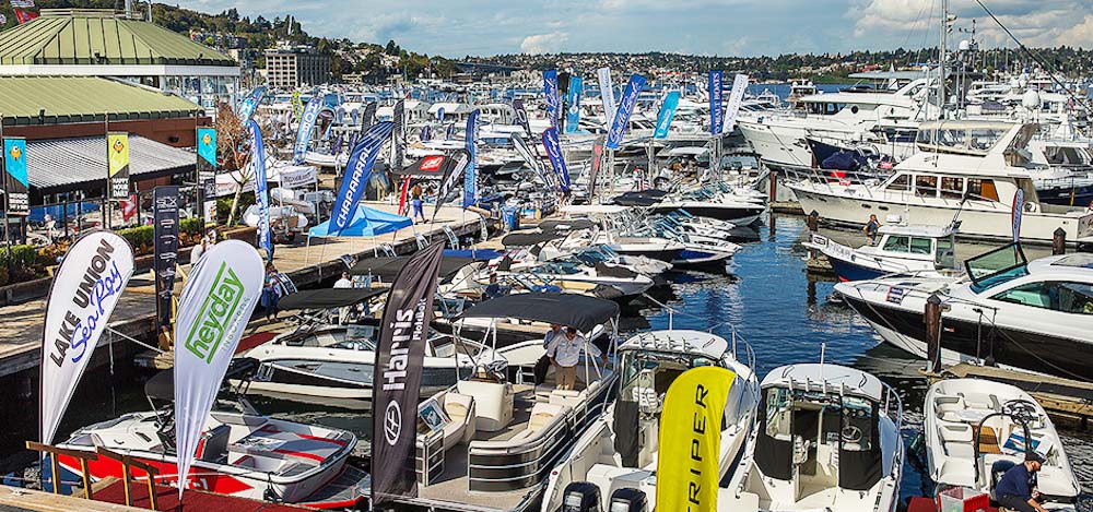 Rows of boats and yachts.