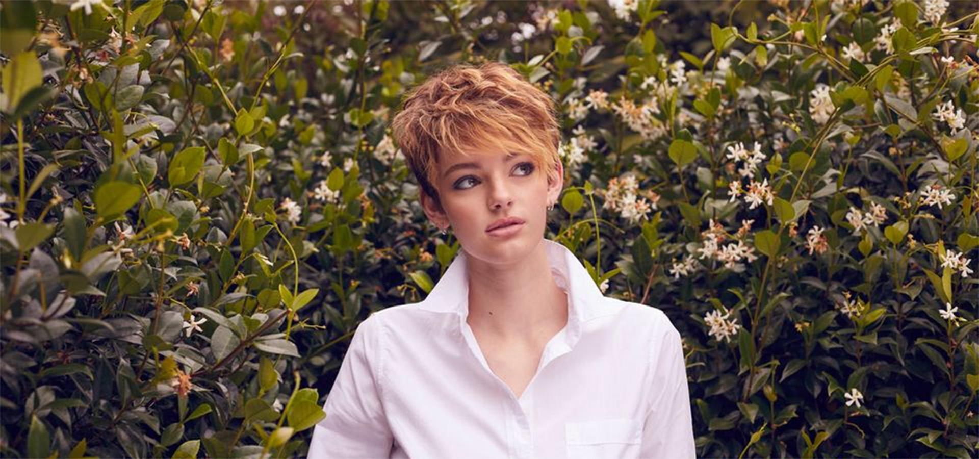 young woman with pixie haircut