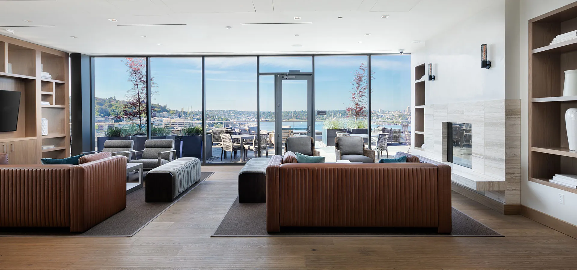 helm community room overlooking lake union