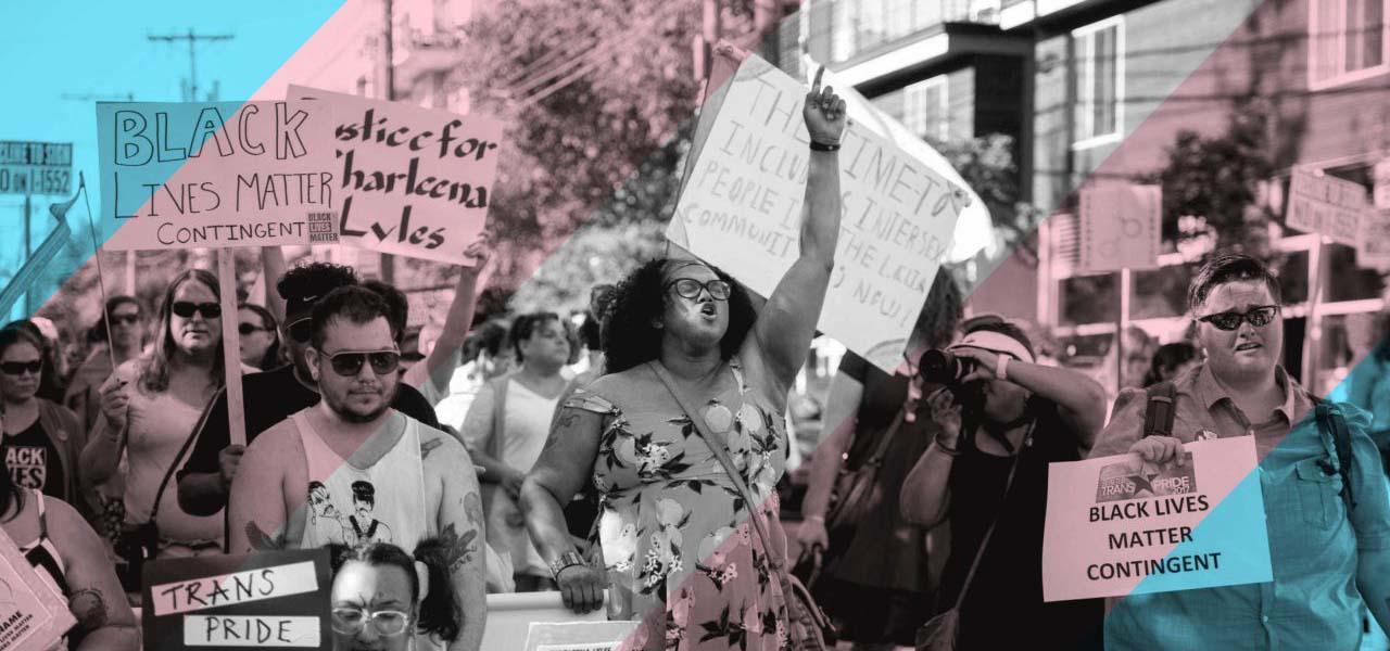 People marching an protesting for rights.