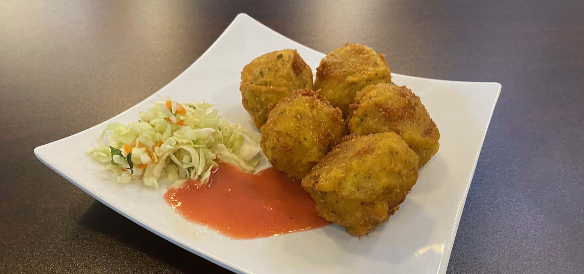 Plate of Nepalese potato dumplings.