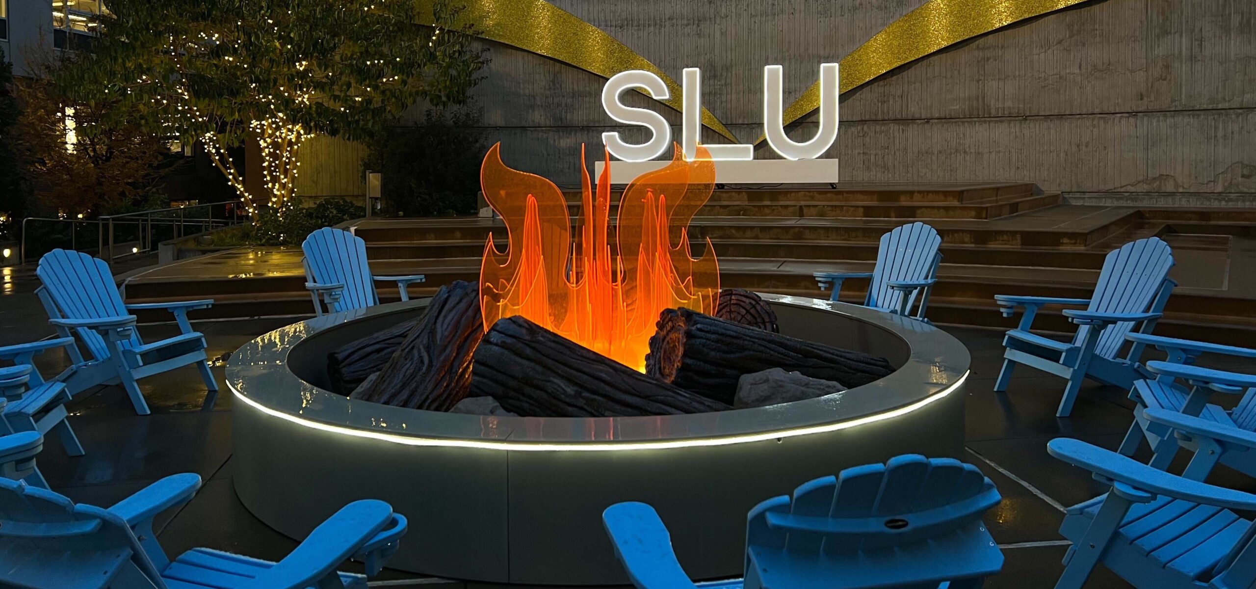 Staged, fake fire pit.
