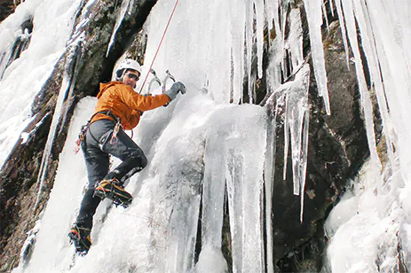 person climbing ice
