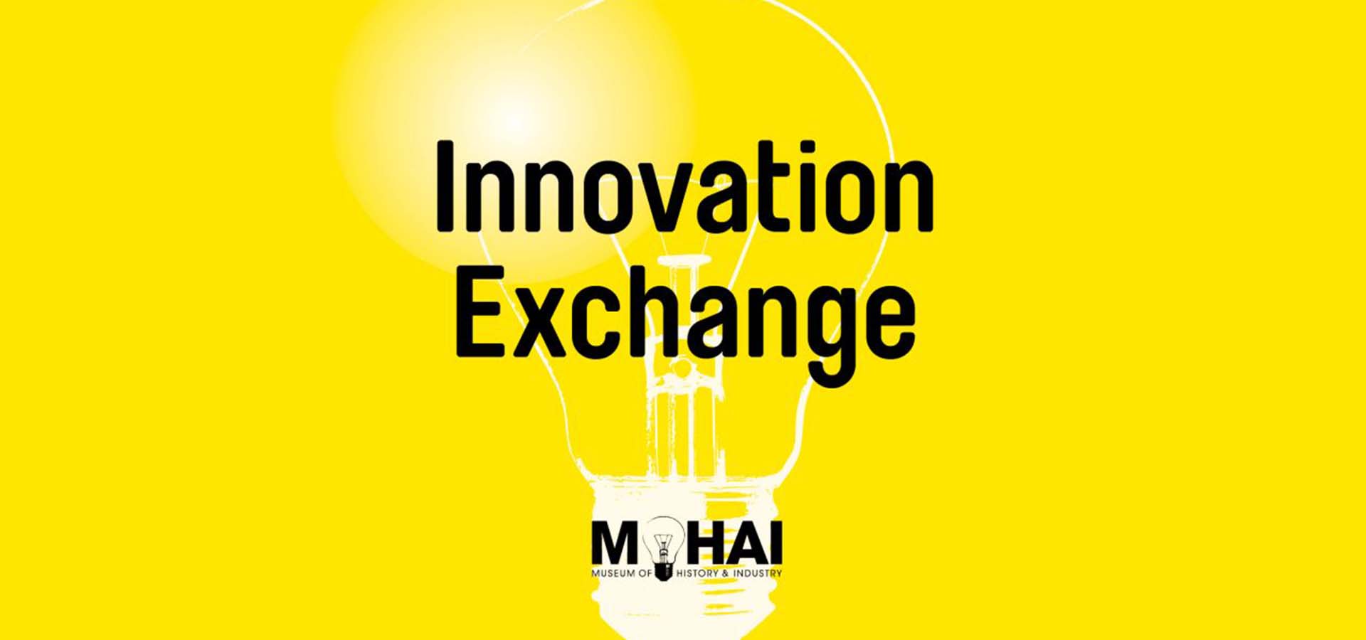Yellow background with a light bulb logo
