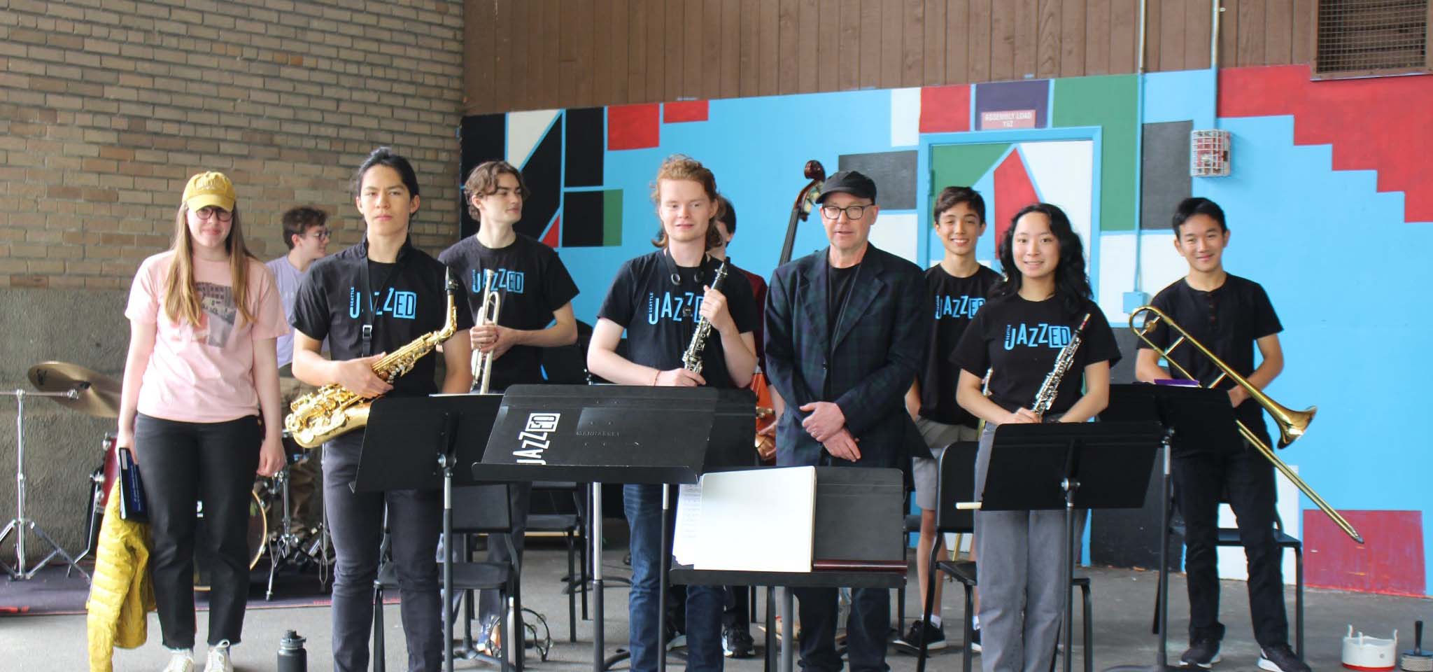 Photo of a youth jazz band.