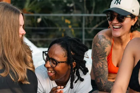 group of people laughing