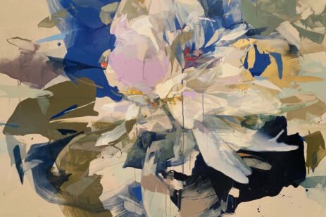 Abstract watercolor of peonies.