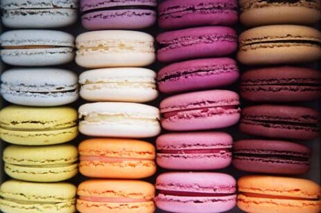 Rows of colorful Macarons