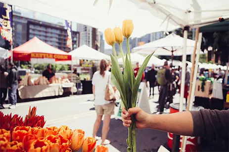 vendor booths at street market