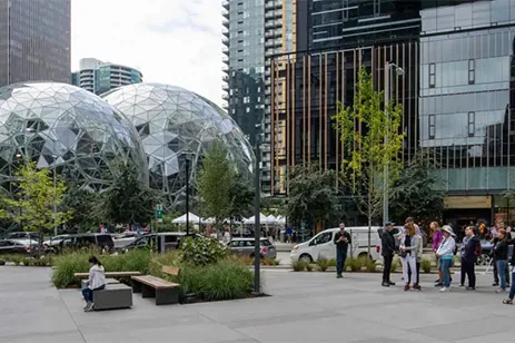 the spheres with a tour group