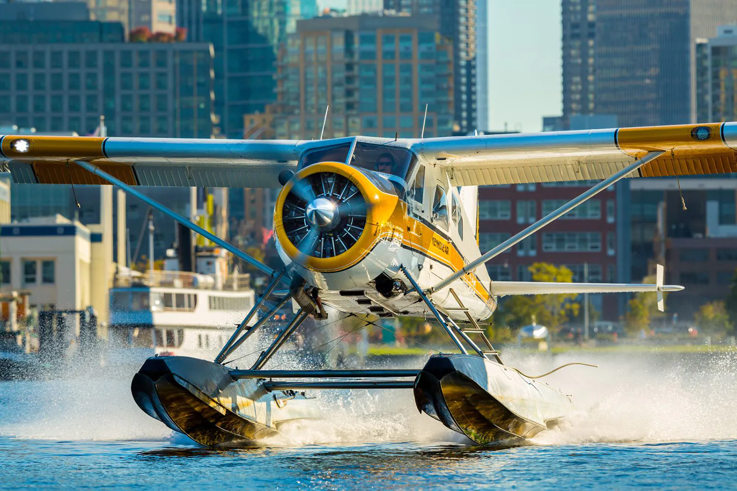plane taking off water