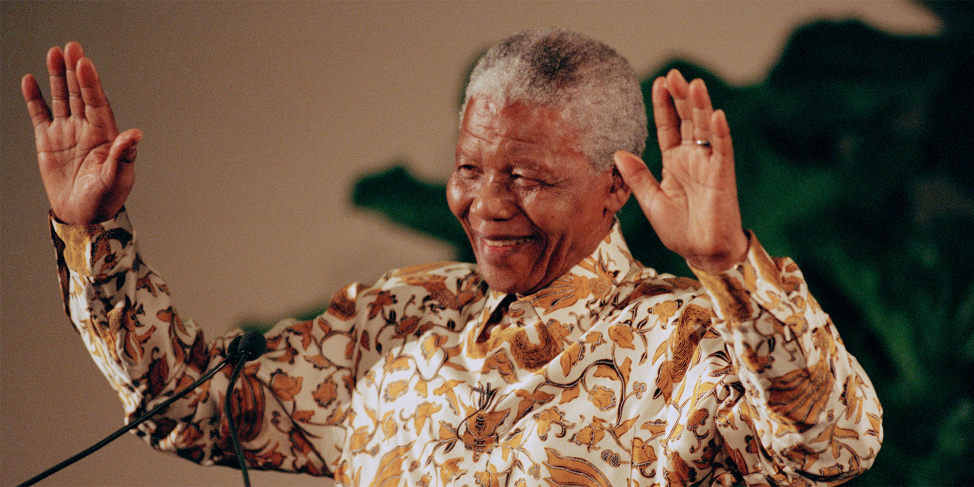 Nelson Mandela waving