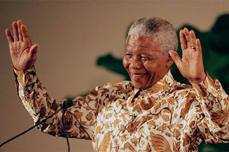 Nelson Mandela waving