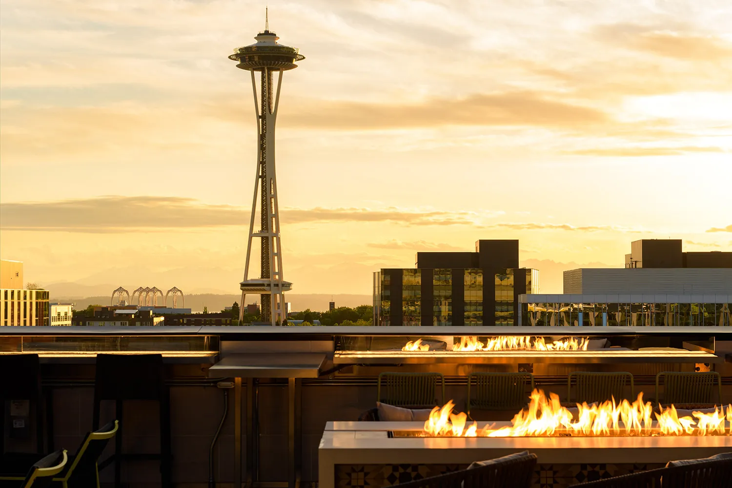 view of Space Needle from deck