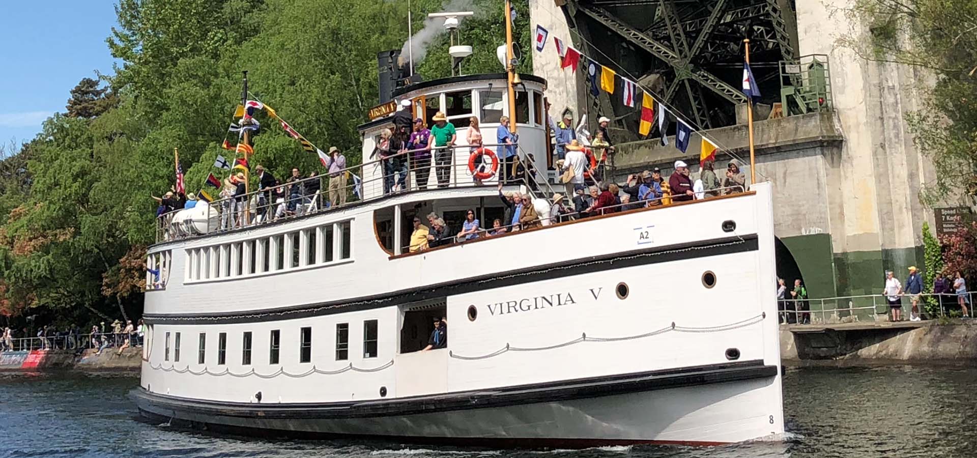 Photograph of the steamer boat, Virginia V, in the Ballard Locks.