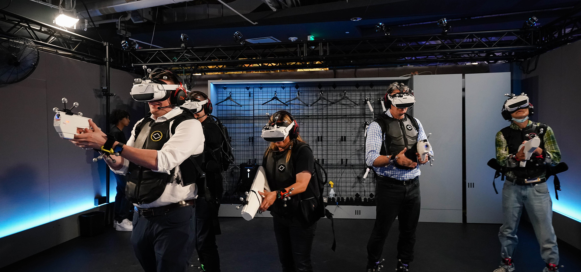 people playing VR game