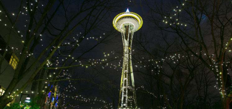 Space Needle at holiday time.