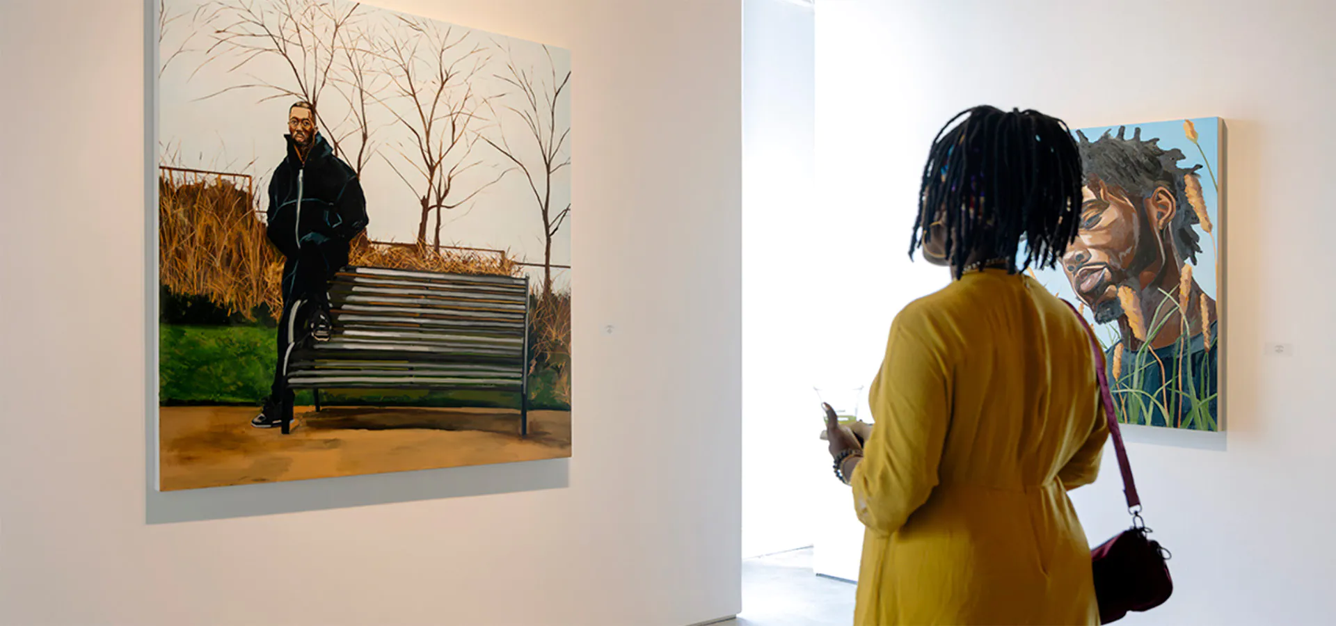 person looking at artwork